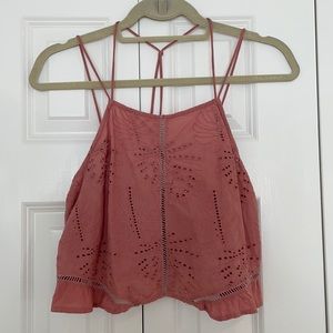 Lush dusty pink eyelet top!